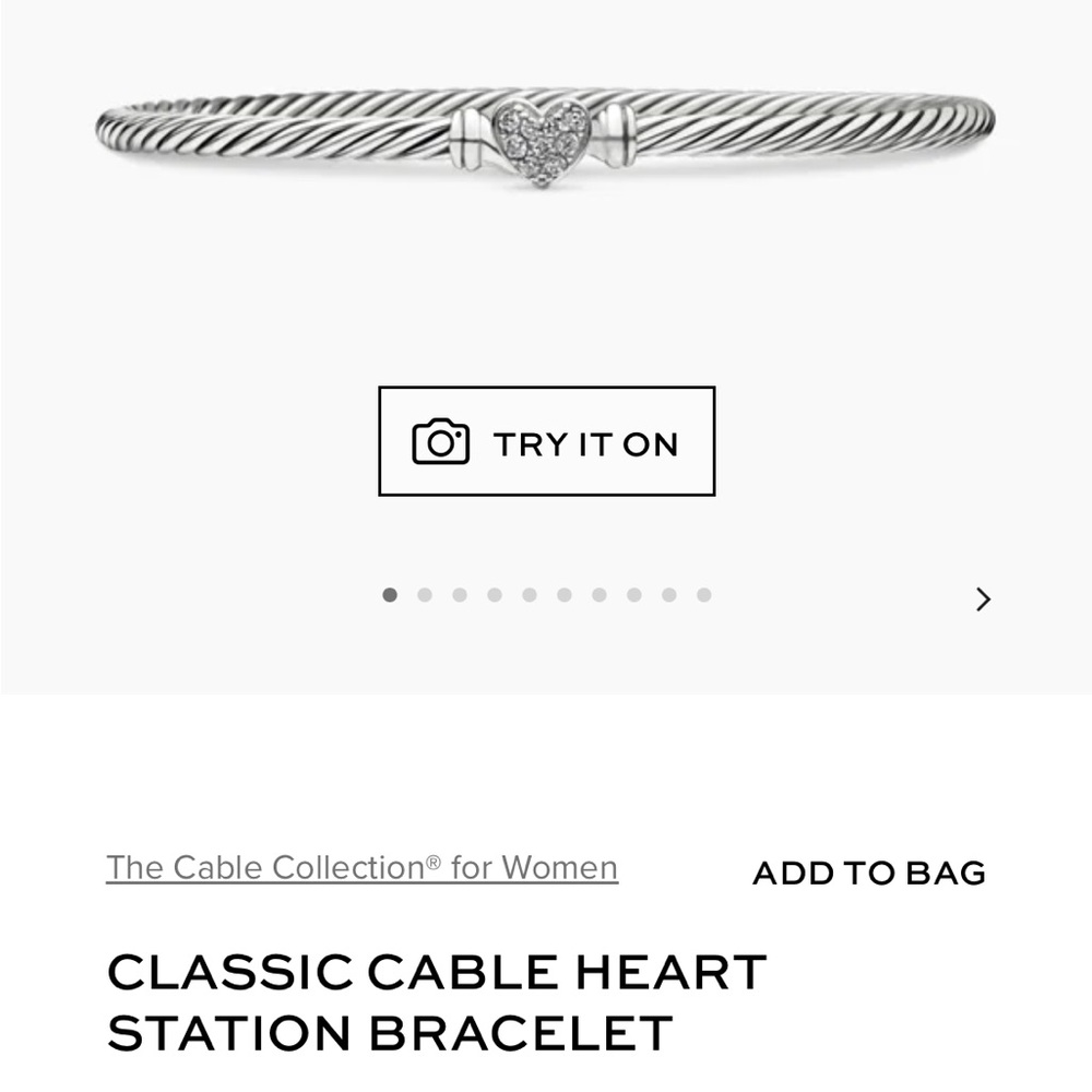 David Yurman New Silver Heart Bracelet diamond authentic pick ur sz S or M - Picture 5 of 5